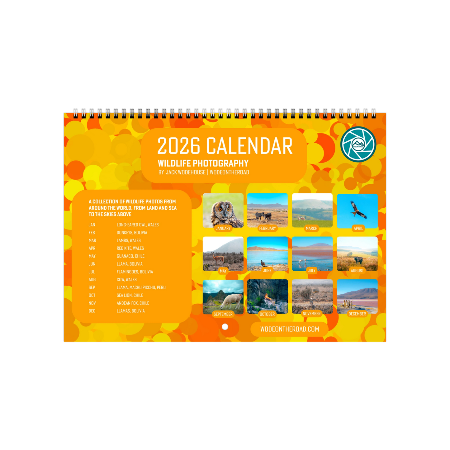2026 Wildlife Photography Wall Calendar