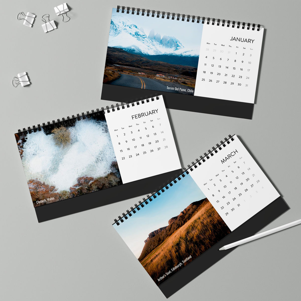 2027 Landscape & Travel Desk Calendar
